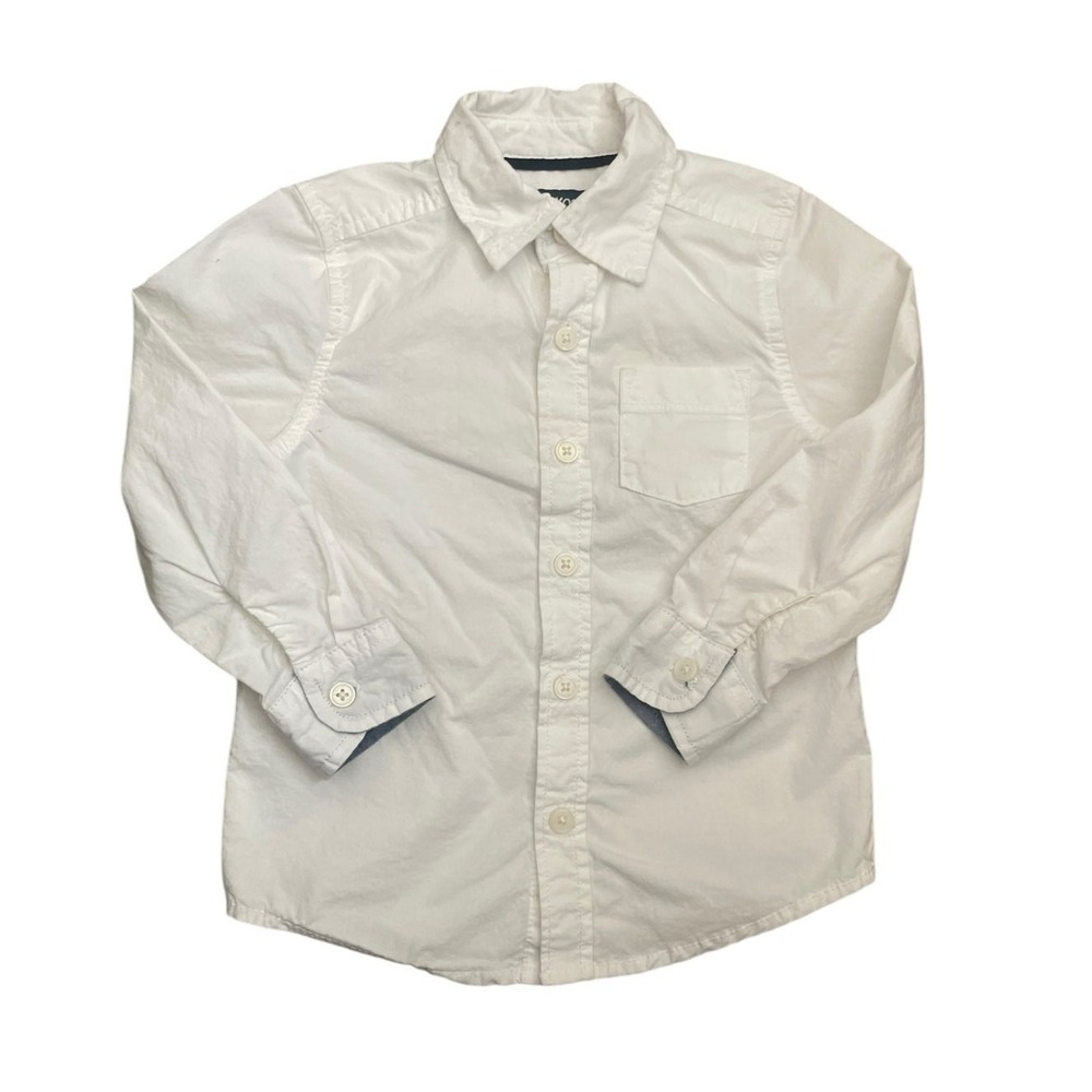 Vintage‎ Oshkosh Toddler Shirt White Cotton Button Up Practical Neutral Casual
